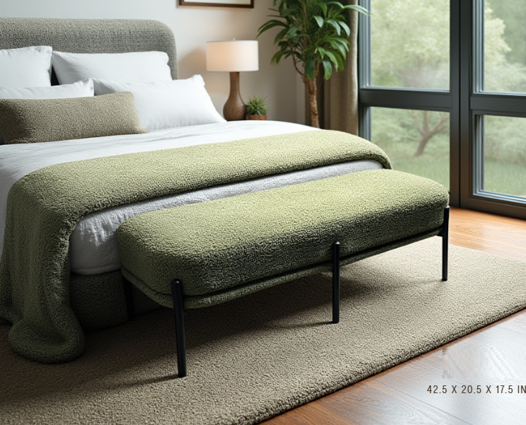 VICK Bench GY-BEN-001 Moss Green fabric