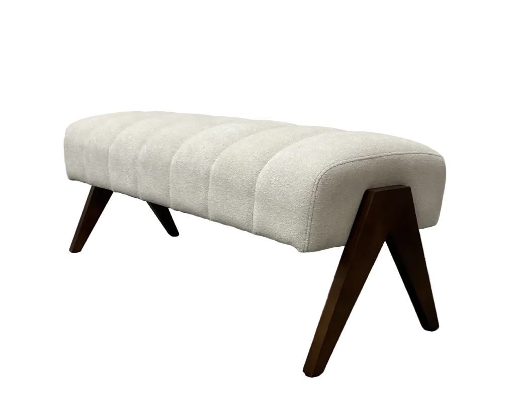 HESTER Bench GY-BEN-9263B1 nubby ivory linen