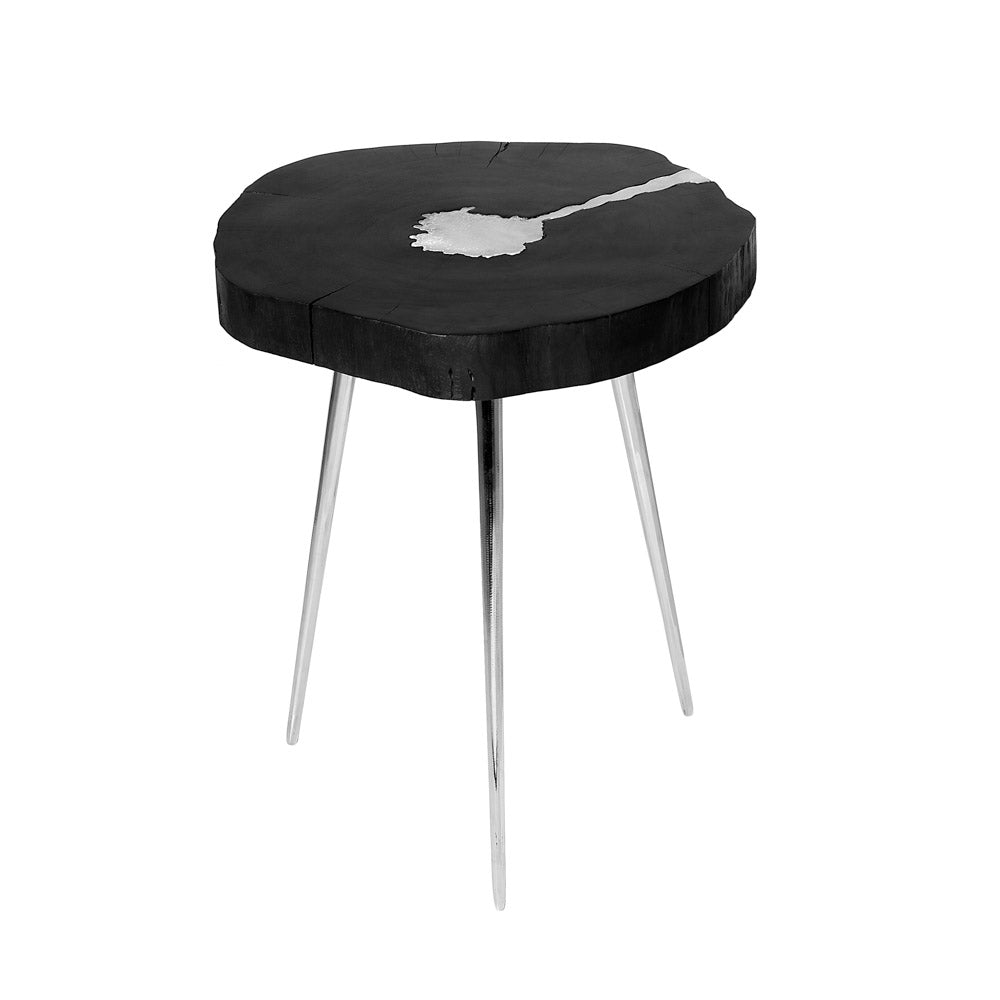 AKIS Side Table XC-4255B Black Wood w/ Aluminum fill