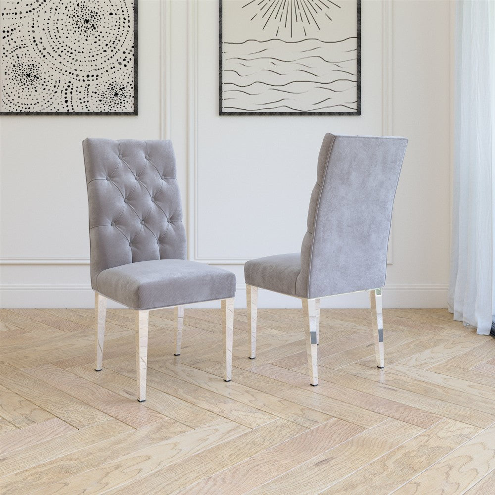 LESLIE Dining Chair GY-282 Charcoal Velvet w/ Steel Legs