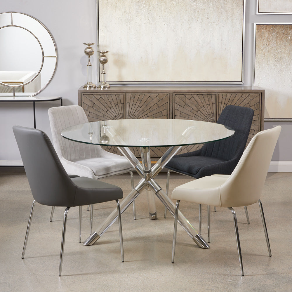 MOIRA CHAIR GY-1977 White PU KN00007 CHROME LEGS
