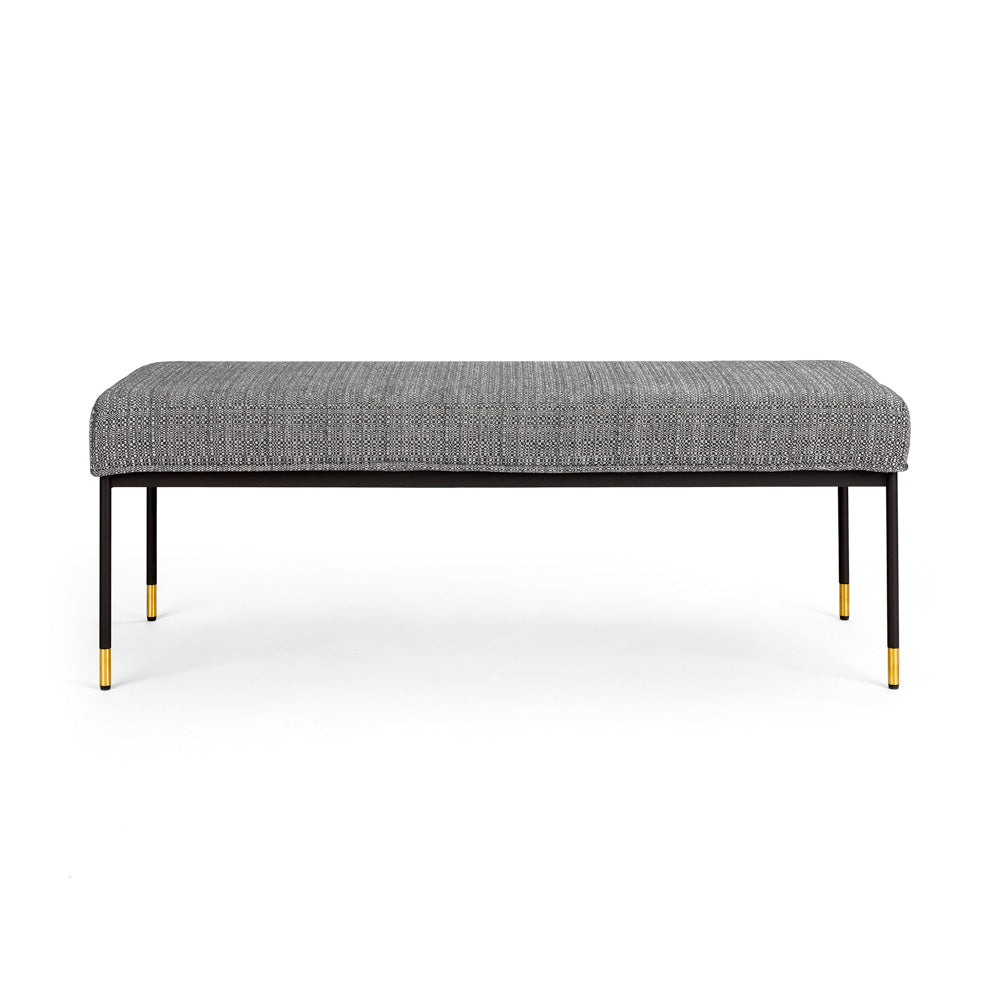 ROGER Bench GY-BEN-2713 Charcoal fabric from Esprit line Black Legs Gold Caps KD