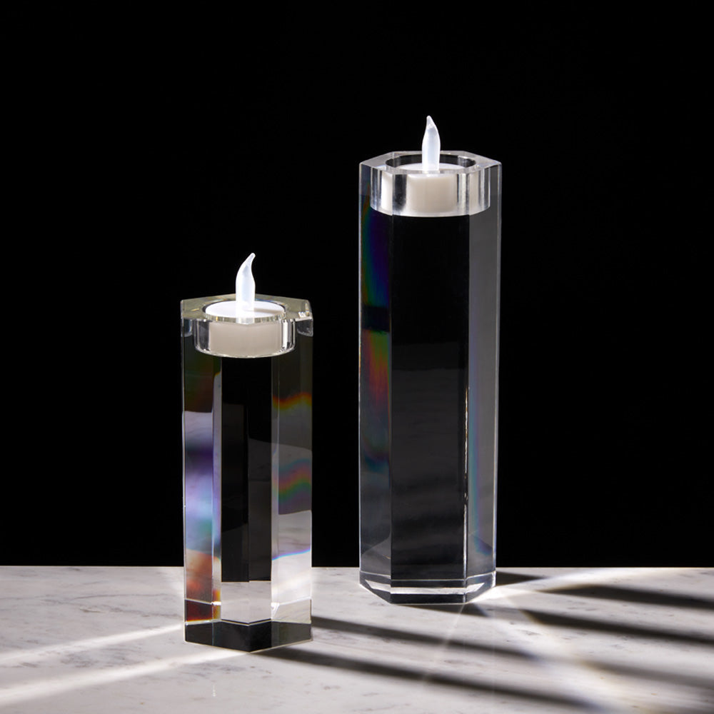 ACRYLIC HEXAGONAL CANDLE HOLDERS (SET OF 2) GY-2918
