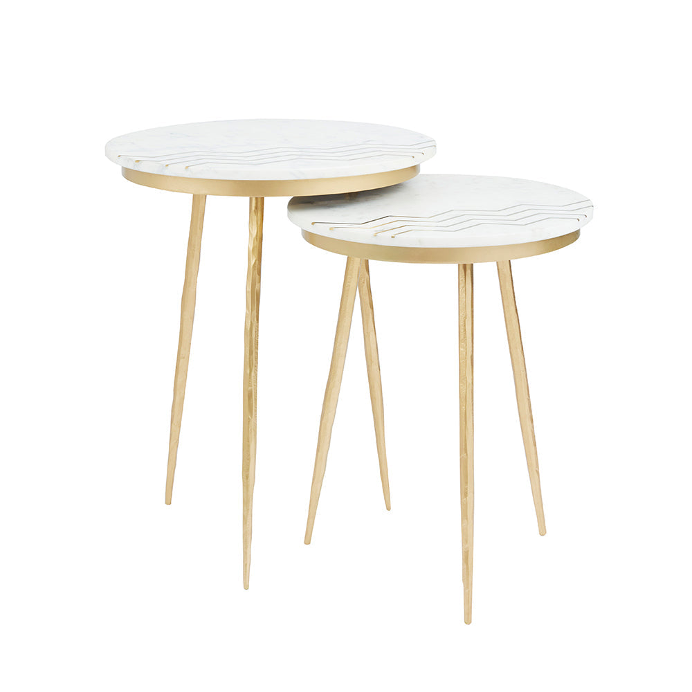 Belvin End table XC-52977 SET OF 2 WHITE MARBLE