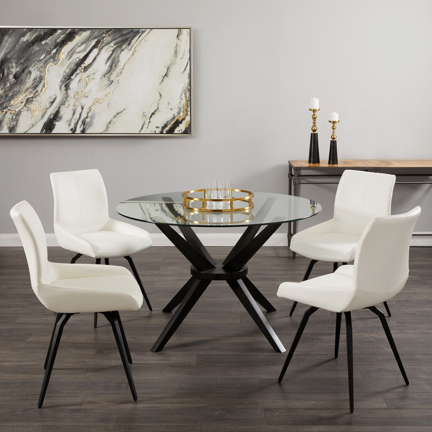 NONA Swivel Chair GY-2056 Grey PU Black Metal legs