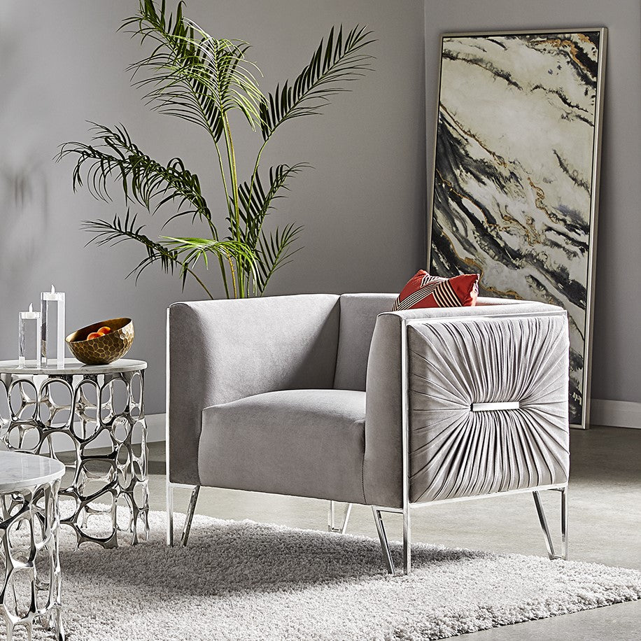 TRURO CHAIR GY-AC-8575 NP Grey Velvet color