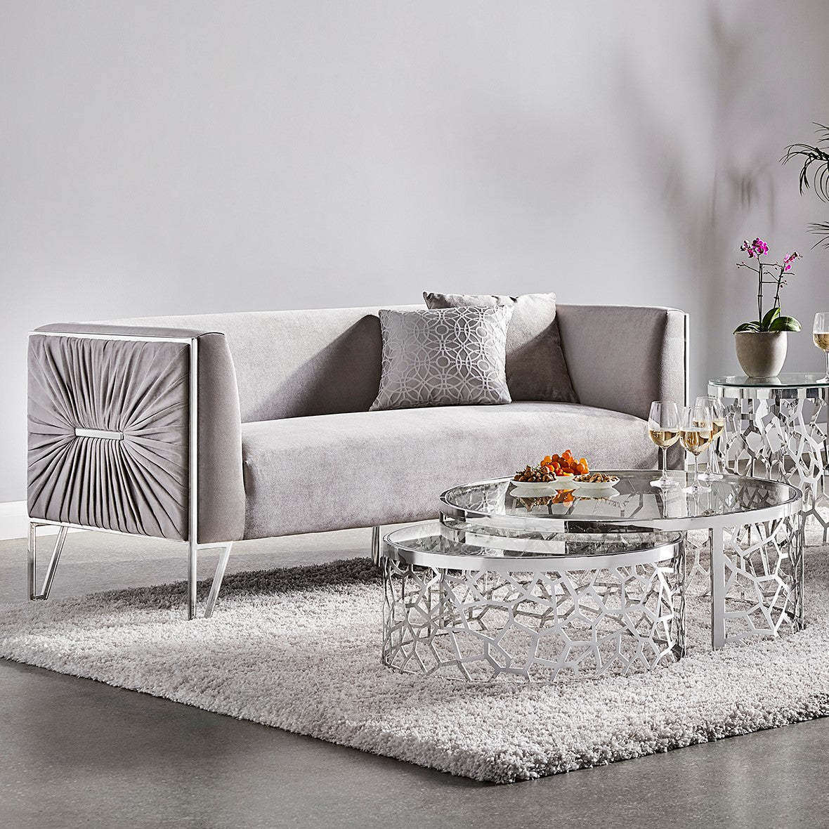 TRURO LOVESEAT GY-LS-8575 NP Grey Velvet color