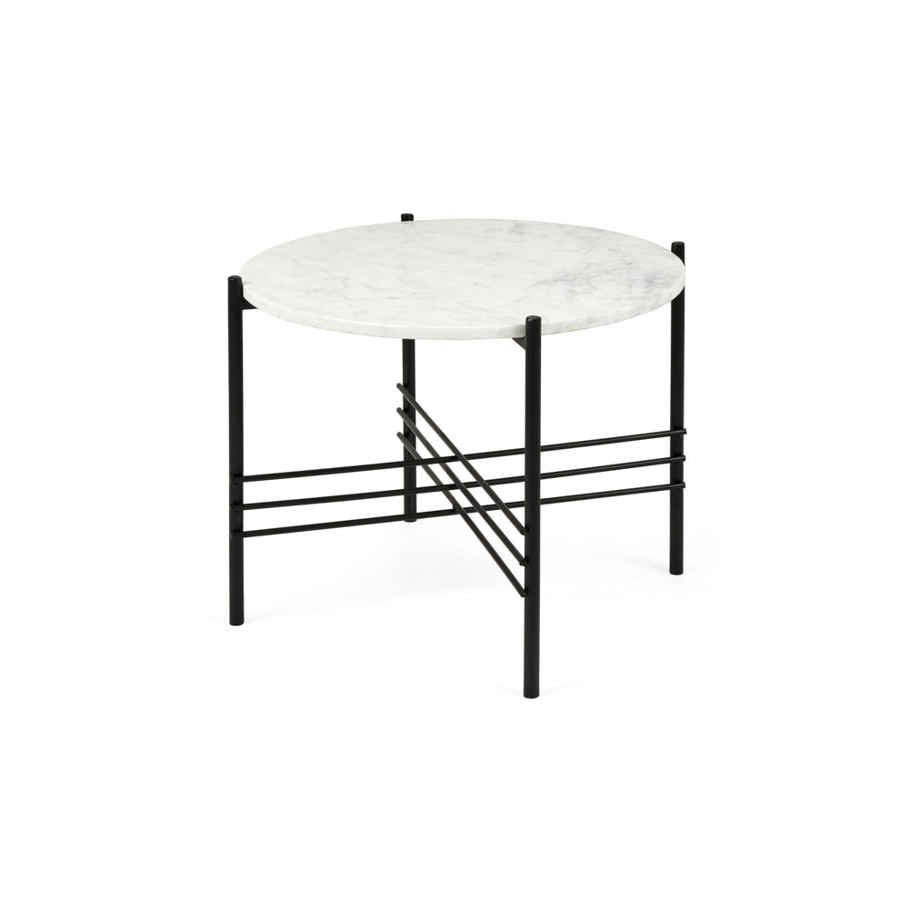 EDITH Coffee Table Condo size Marble Top Black Steel base