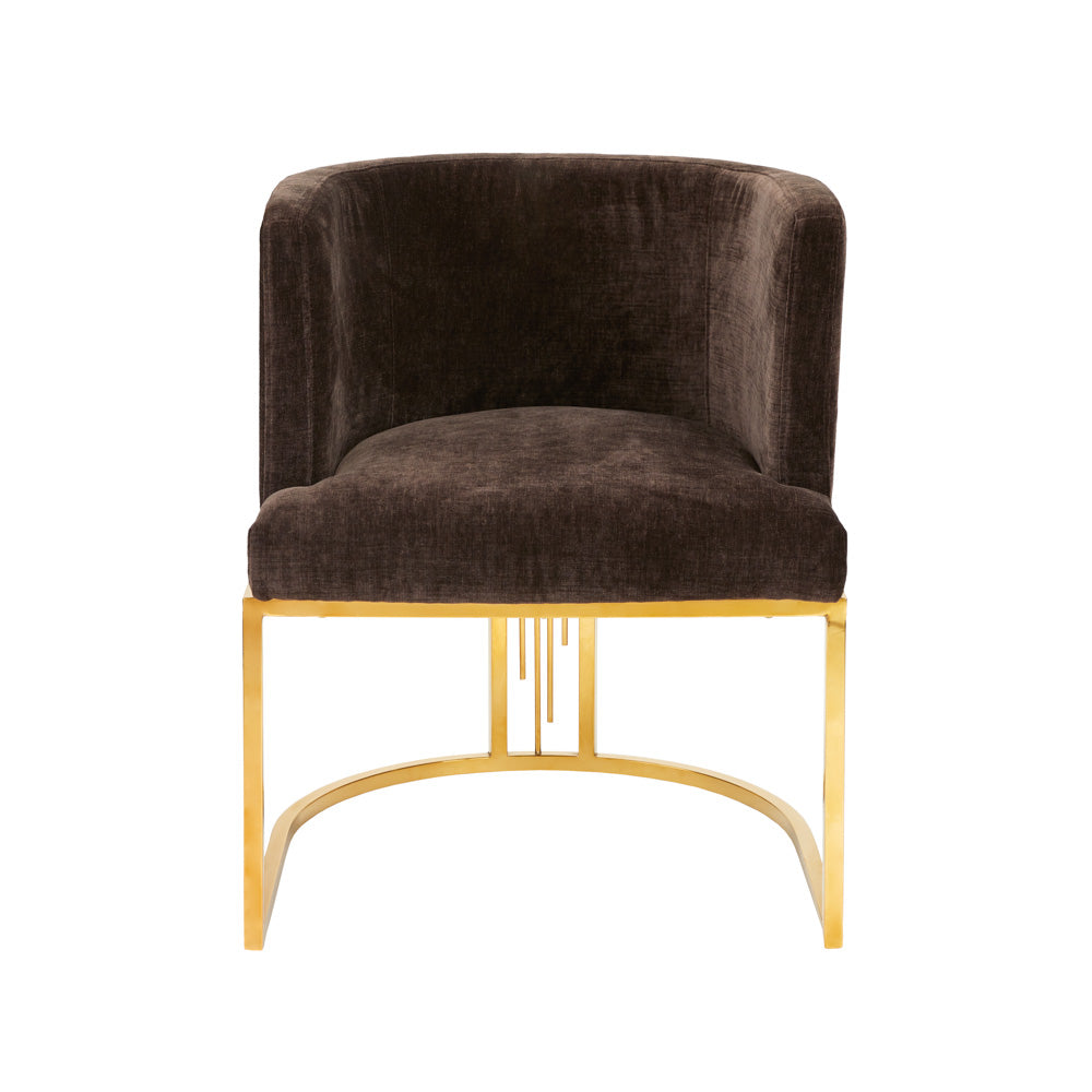 THEO chair GY-DC-8517G Java chocolate color polished gold finish