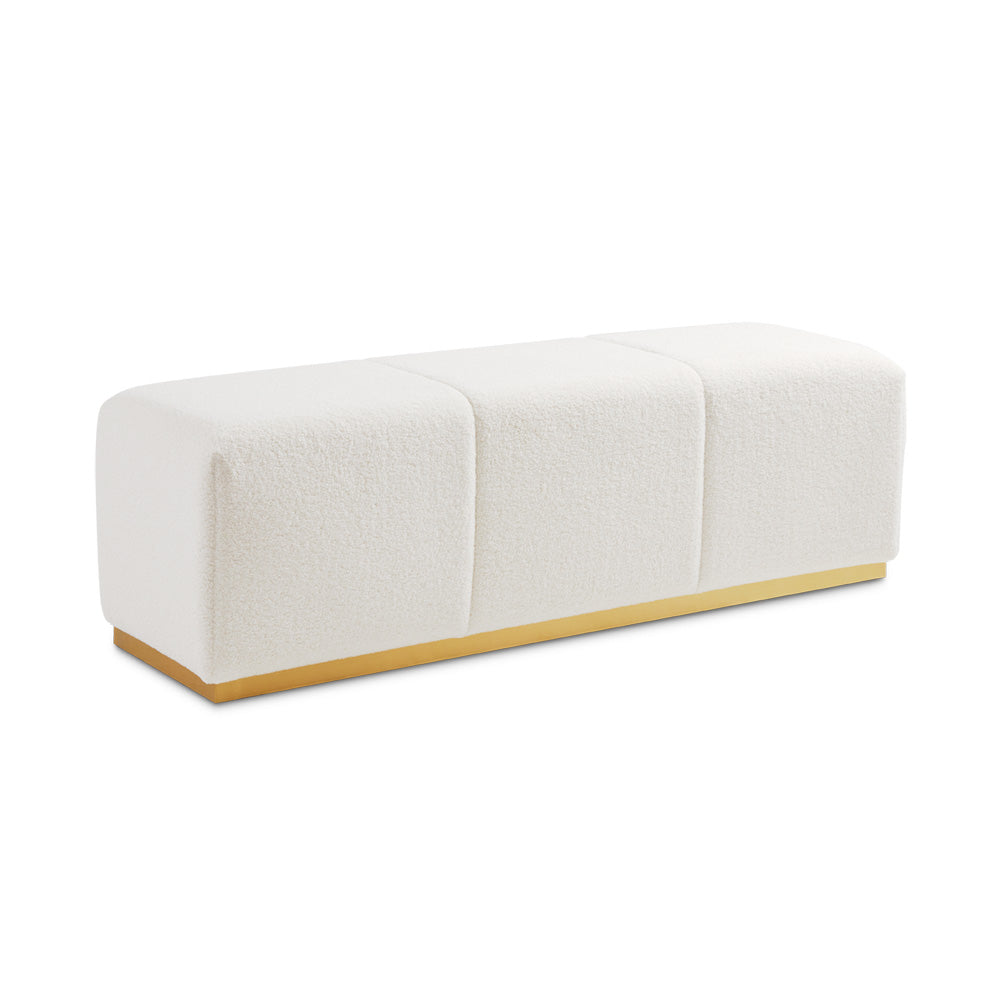 NELLY BENCH GY-BEN-8583 E-Grey Velvet Polished steel base