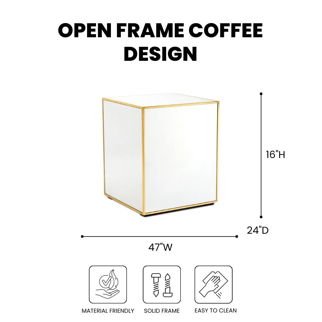Mirror Cube/Side Table GY-ET-1364 Polished steel tube BIG size