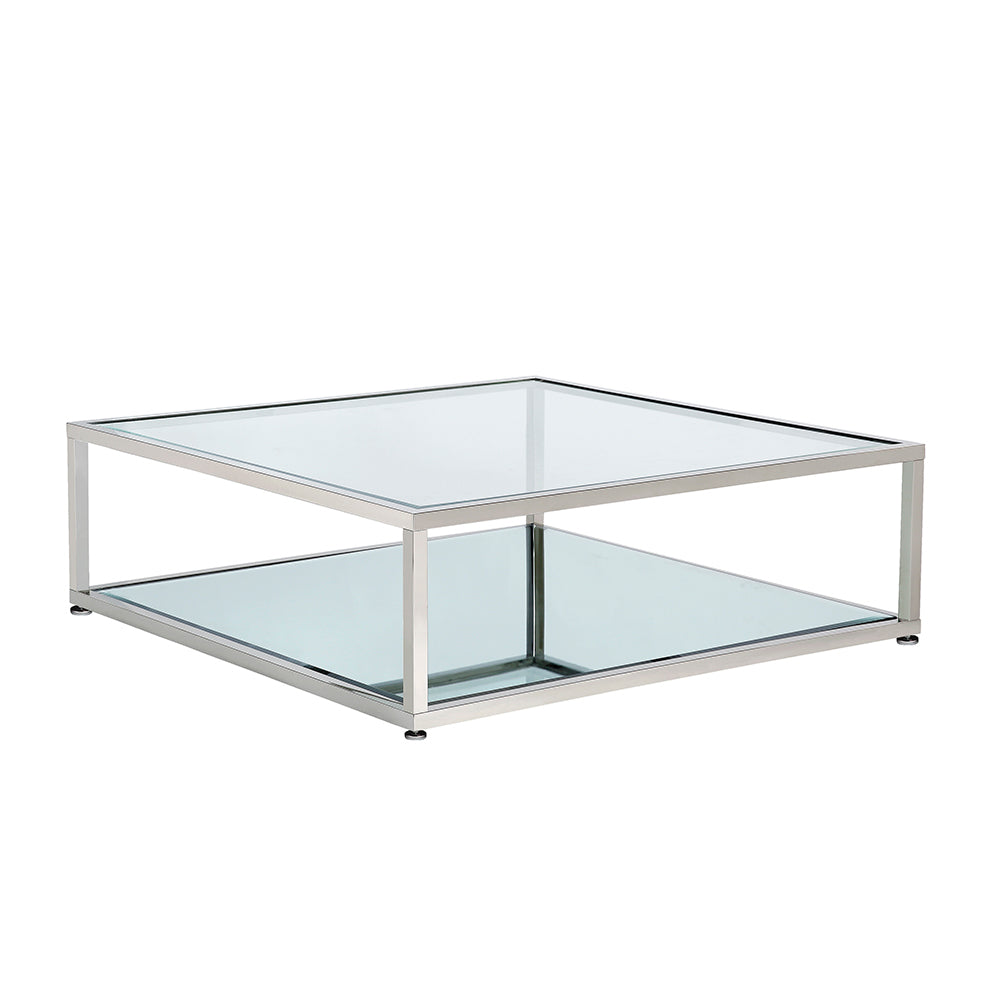 CASPIAN Coffee Table GY-CT-8206SQ Stainless Steel, glass top with mirror base 120*120*40cm
