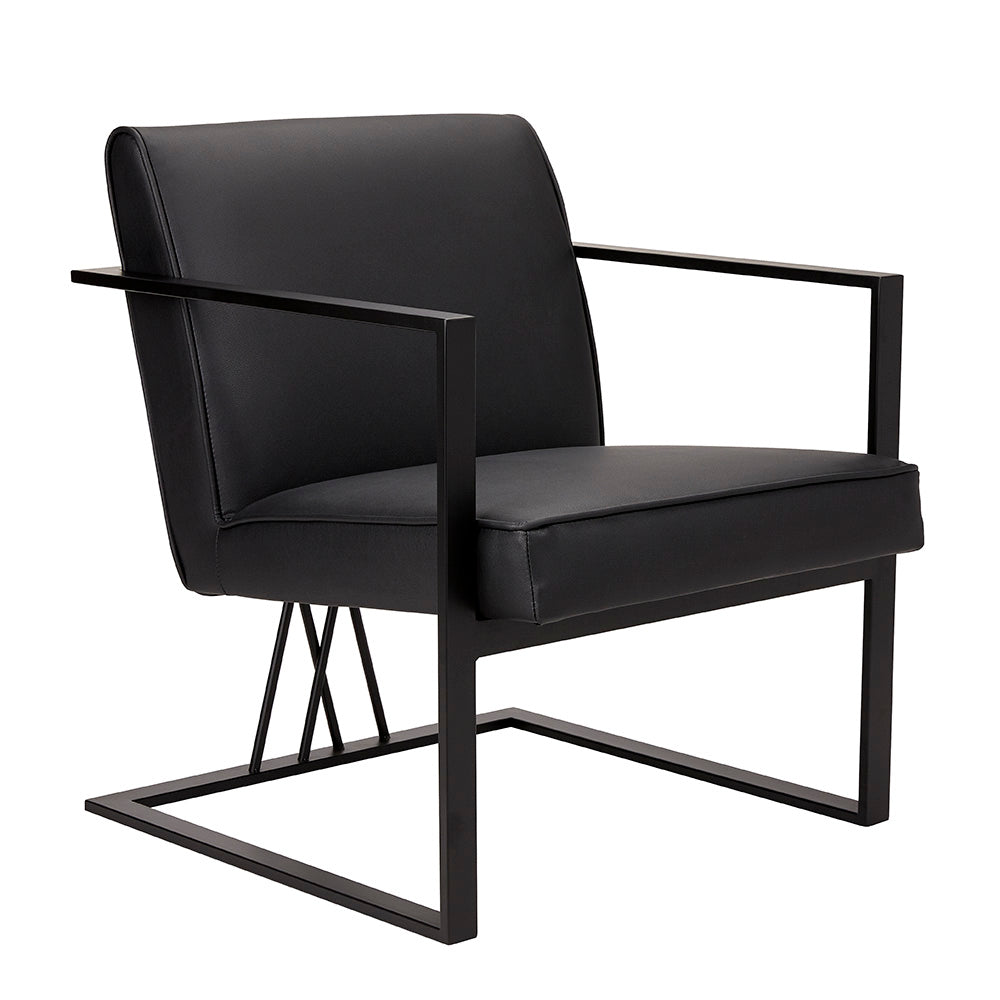 FAIRMONT Accent Chair GY-AC-8056BK KN00029 Black PU with Metal Powder Coated Matt Black Base