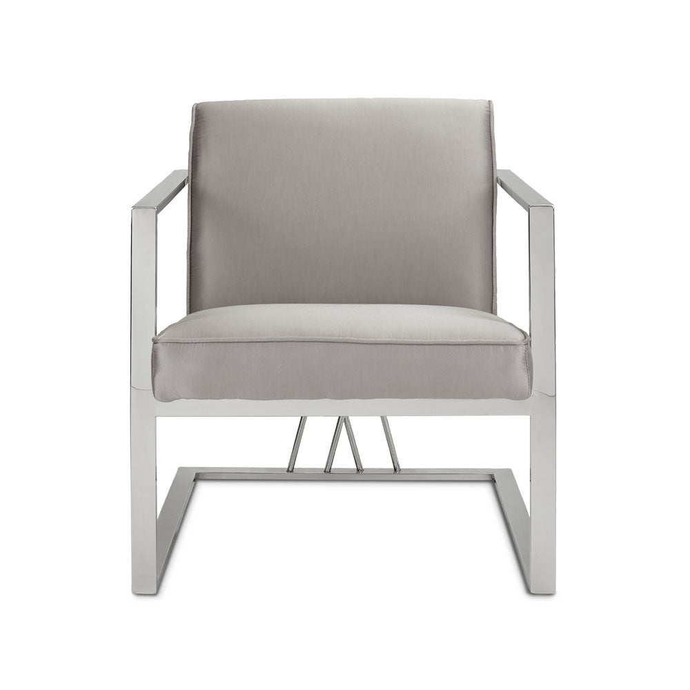 FAIRMONT Accent Chair GY-AC-8056 Silver Satin w/ Steel