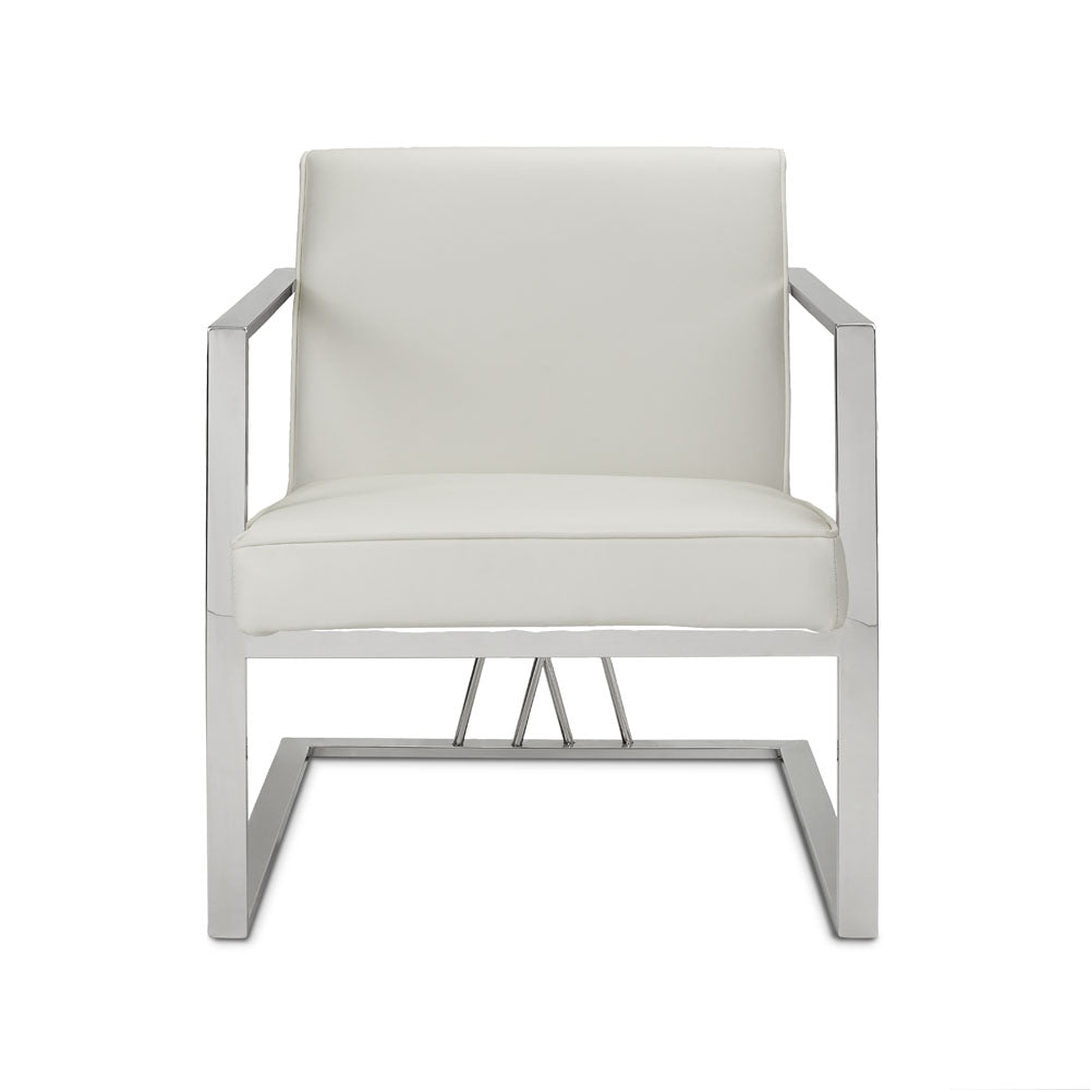 FAIRMONT Accent Chair GY-AC-8056 White Apsen w/ Steel