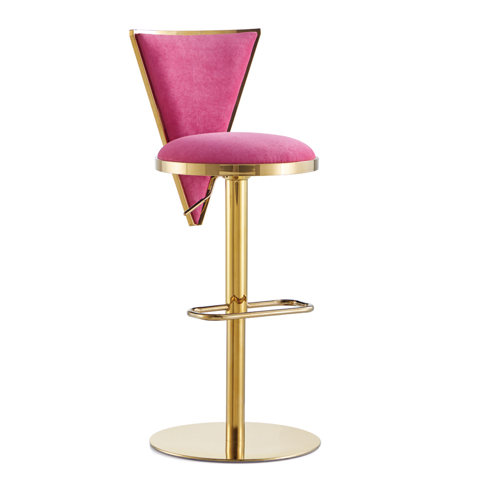 TURIN Adjustable Bar Stool GY-BAR-8546G HOT PINK Brushed Gold finish