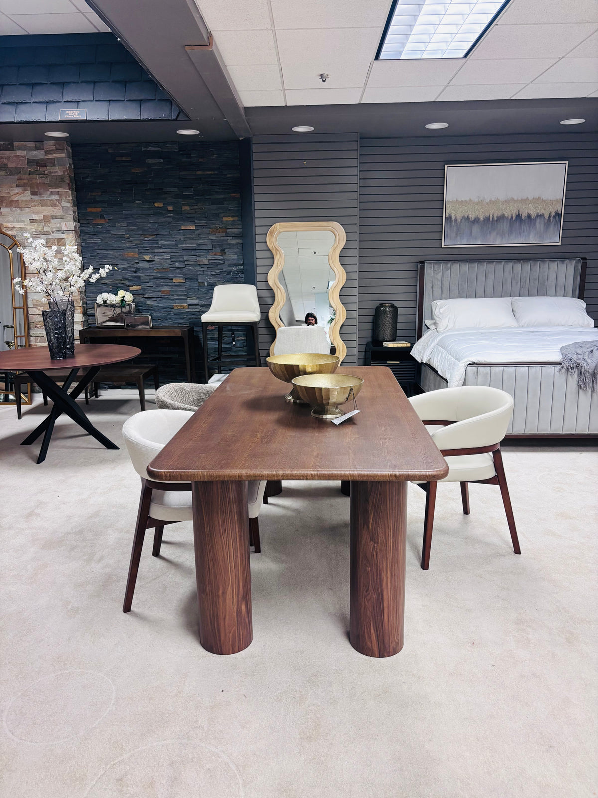 80" HARVEST Dining Table Walnut finish with Straight Legs