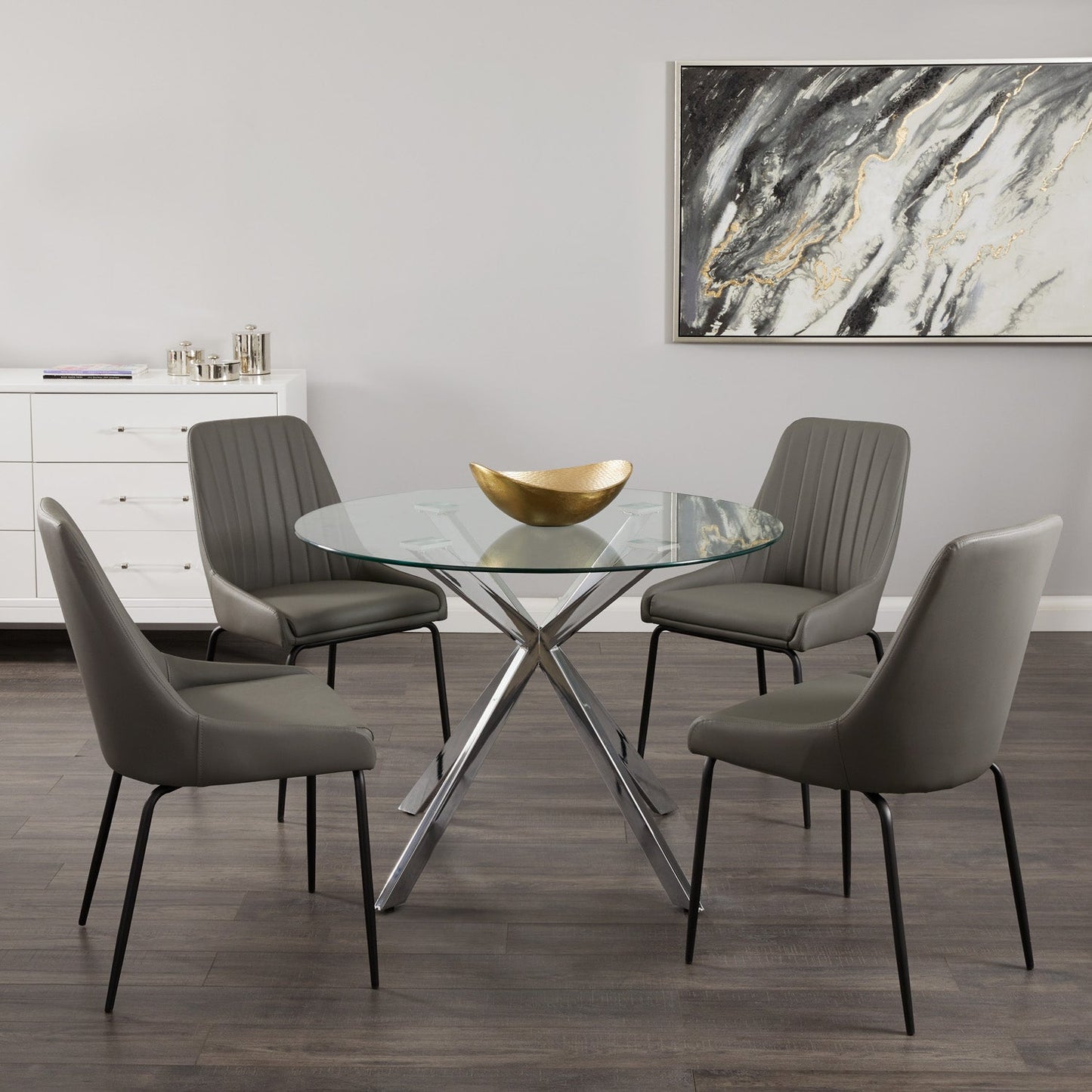 MOIRA CHAIR GY-1977 TAUPE PU BLACK METAL LEGS