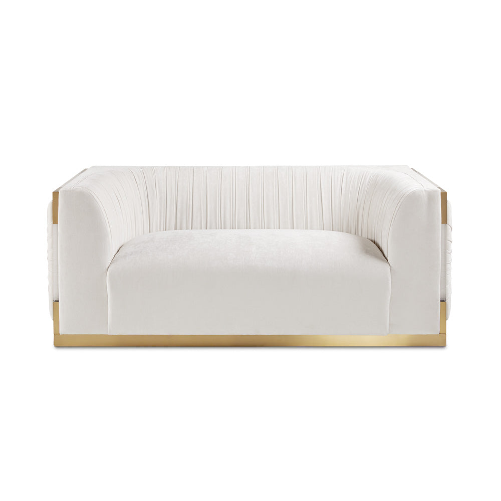 PALOMA LOVESEAT GY-LS-8366ACR-BG Contessa Vanilla Fabric Brushed Gold Frame