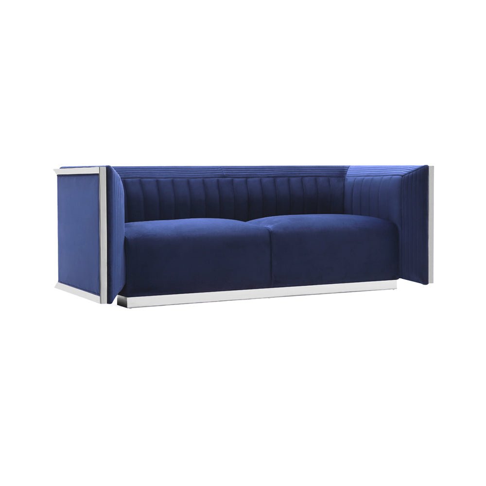 AMSTERDAM sofa GY-SF-8565 ink blue velvet polished steel finish