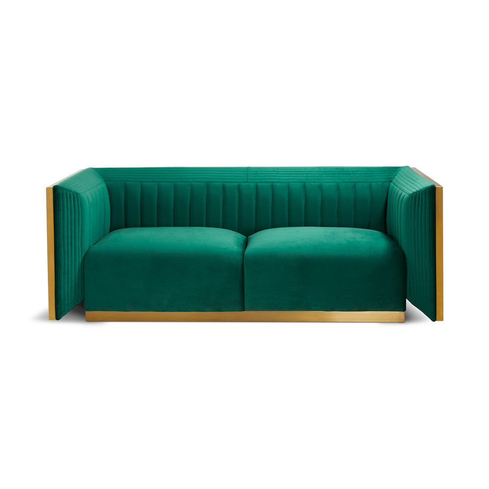 AMSTERDAM SOFA GY-SF-8565BG green emerald velvet BRUSHED GOLD finish