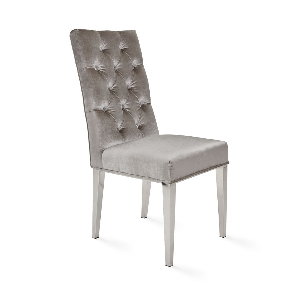 LESLIE Dining Chair GY-282 Grey Velvet w/ Steel Legs