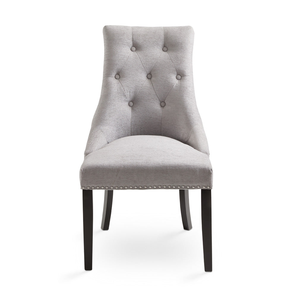 RIMZY Dining chair Tufted Elizabeth Platinum w/ silver Hobnail
