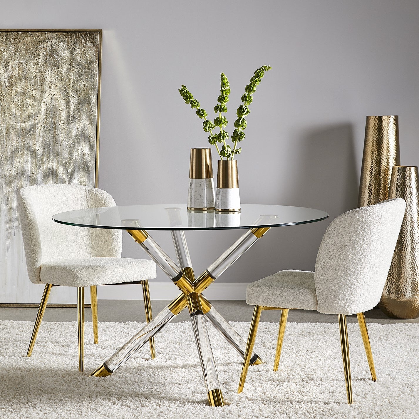 PALOMA DINING TABLE GY-DT-C004 SILVER dia1200*H750mm