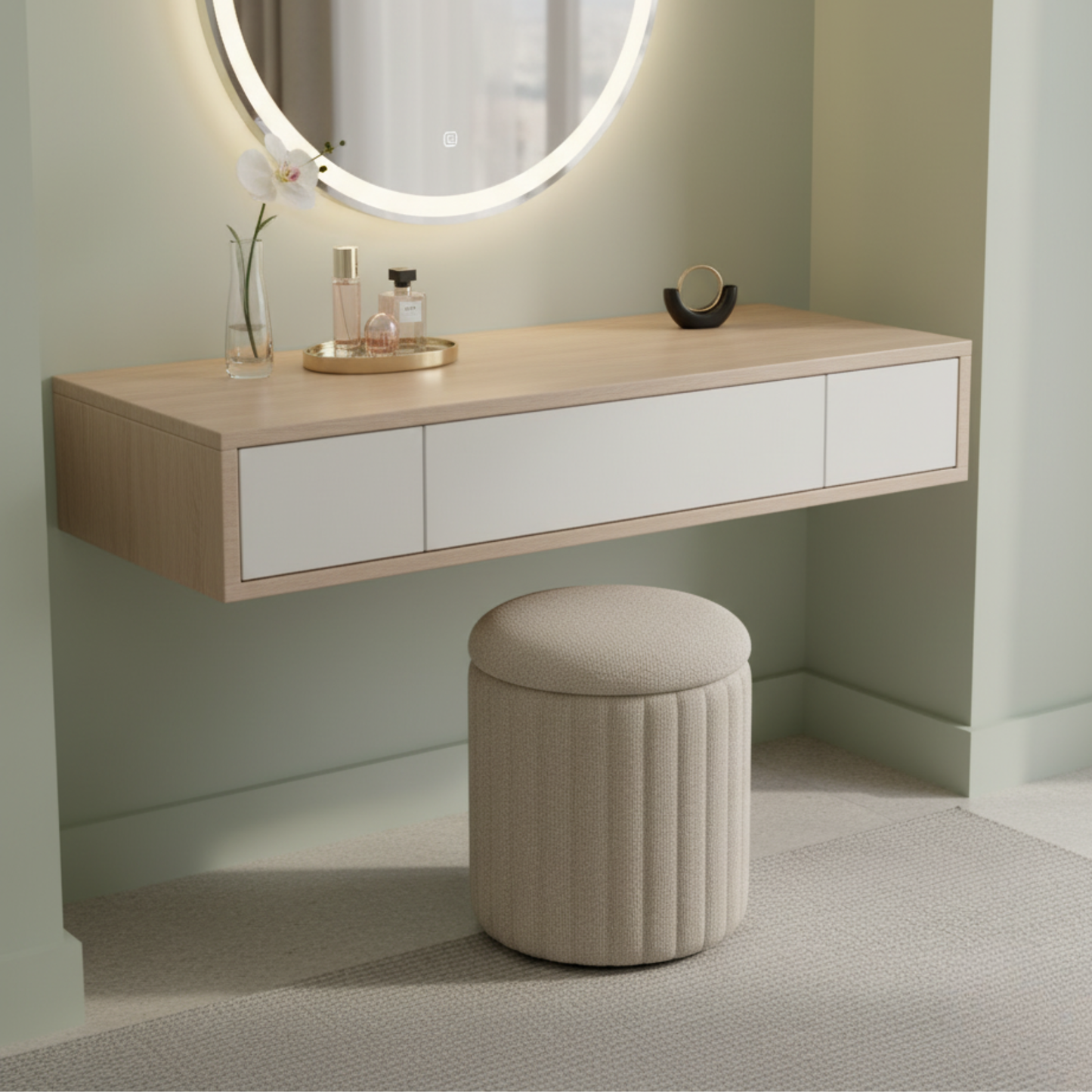 14" CHANNEL STORAGE OTTOMAN GY-OT-300533 BEIGE LINEN