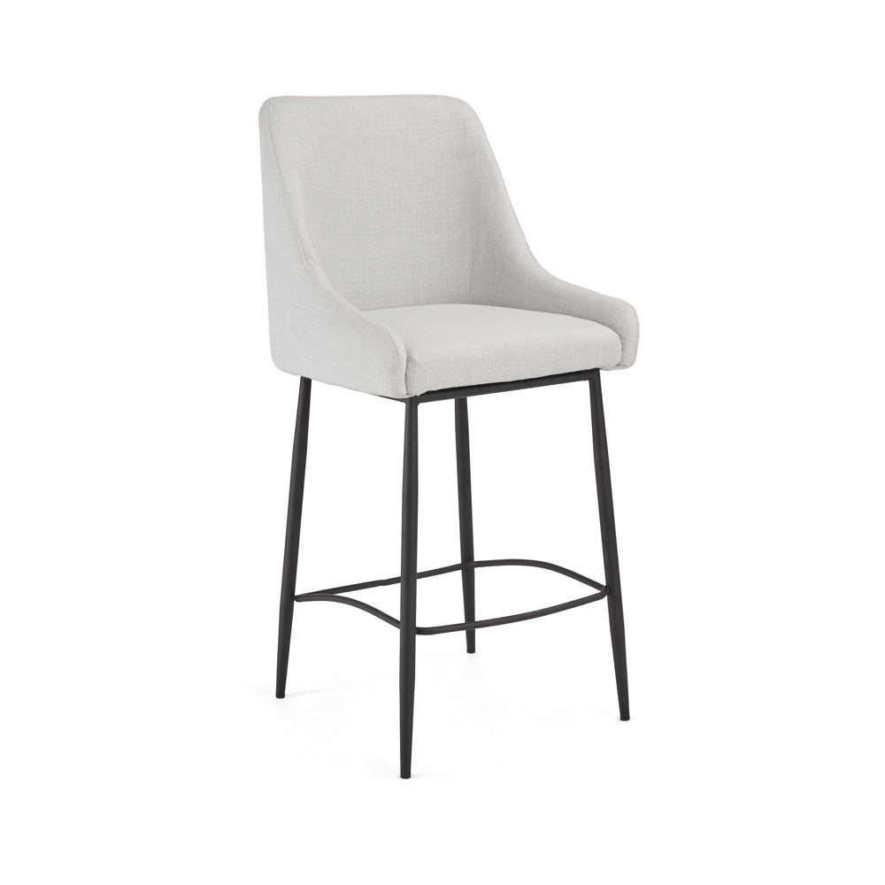 VICTORIA COUNTER STOOL GY-COU-Z020 Light grey linen fabric Black Legs