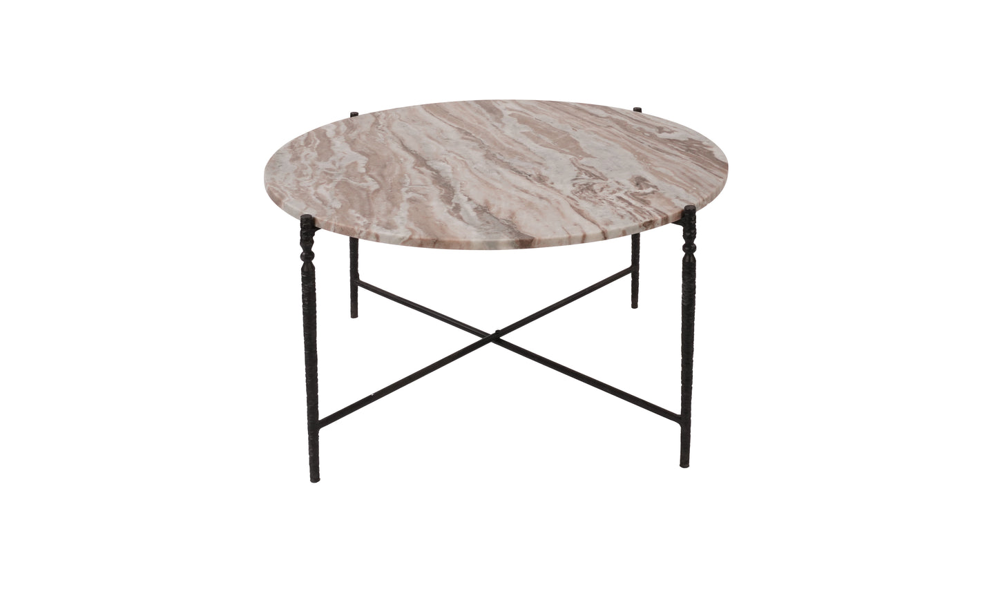 Arlo Coffee Table with marble top black hammered iron legs GY-CT-06440