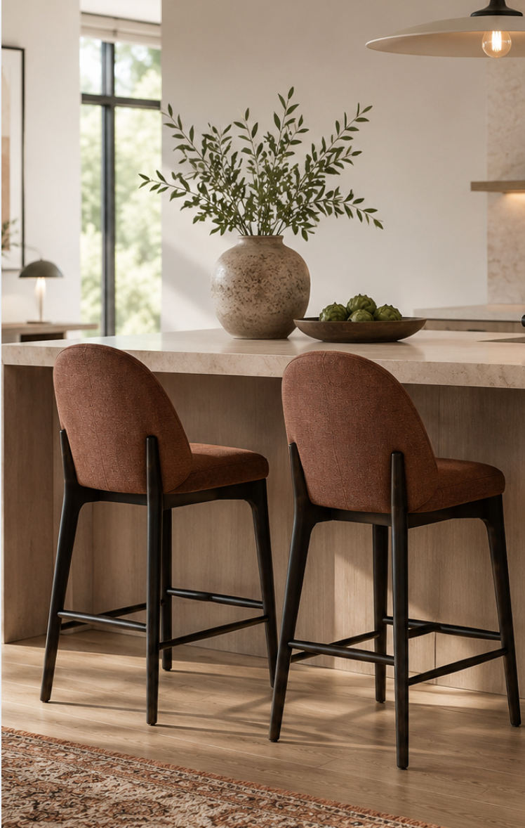 LIVERPOOL Counter Chair GY-COU-1776 Chestnut fabric G715-11A color birchwood