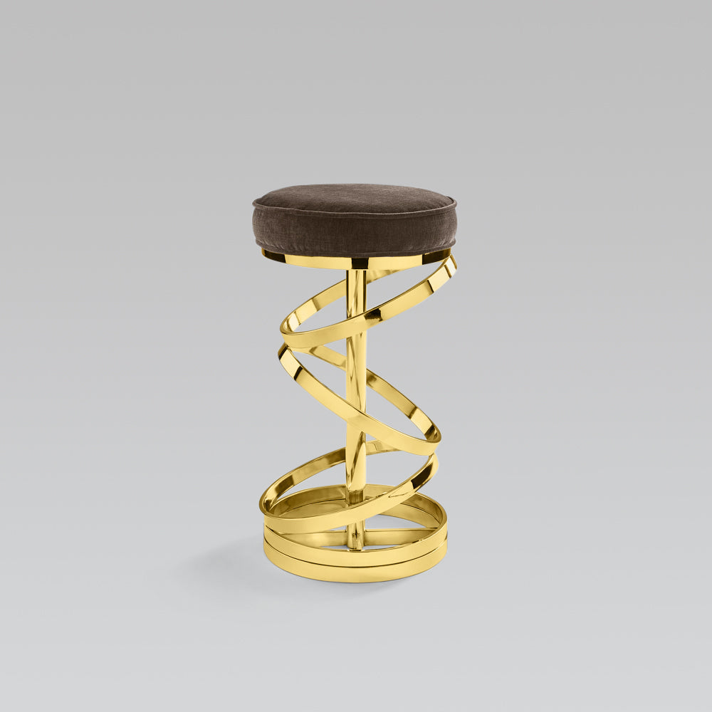 GLAM counter stool GY-COU-8530G Java-chocolate Polished gold frame
