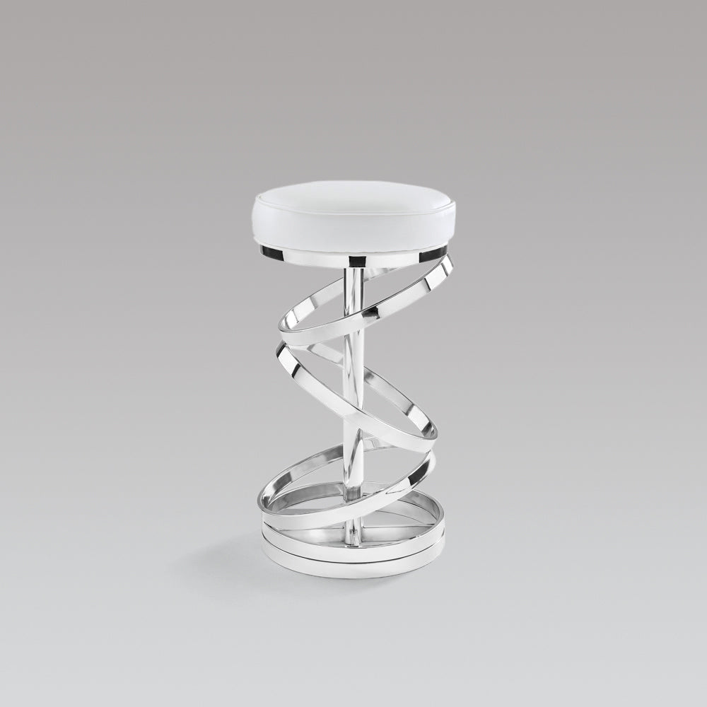 GLAM BAR stool GY-BAR-8530 White Aspen PU Polished silver frame