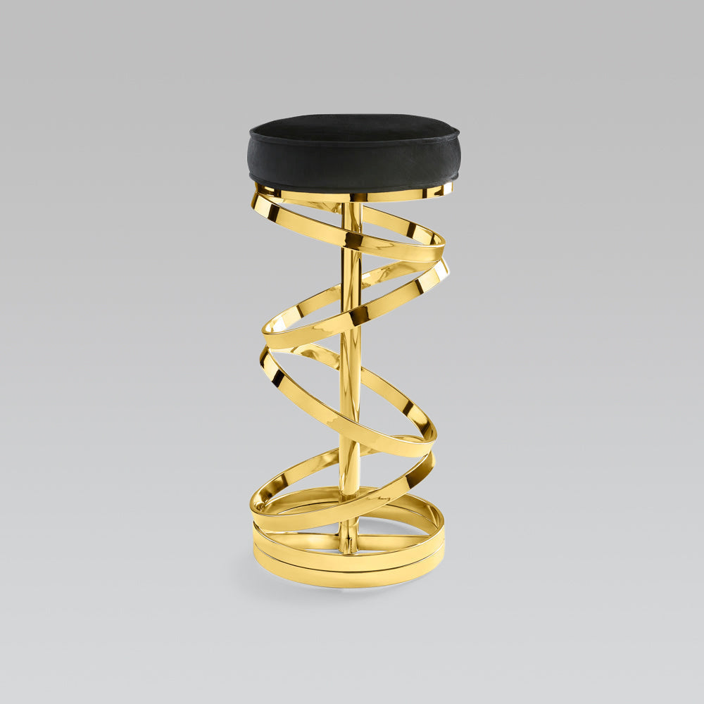 GLAM BAR stool GY-BAR-8530 Black Velvet Polished gold frame