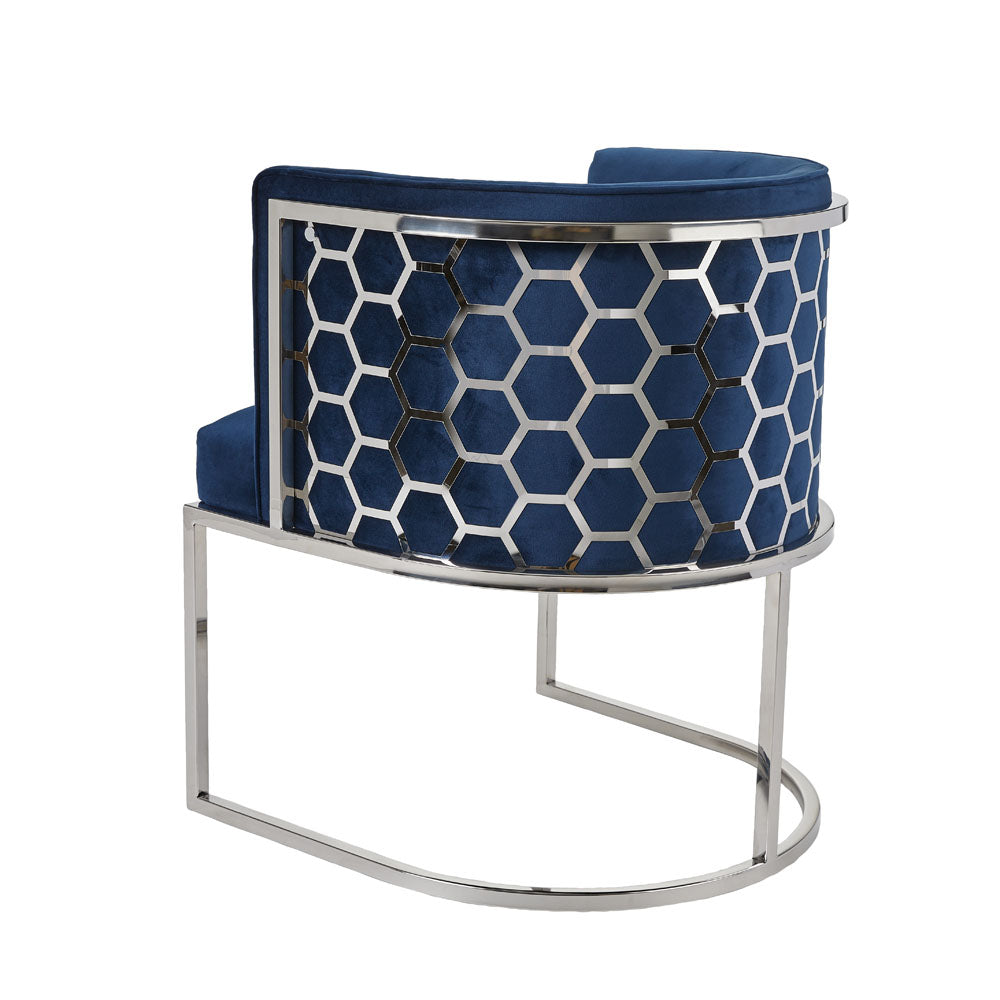 CHAMBERLAIN Chair GY-DC-8148 BLUE Velvet + Polished Steel frame