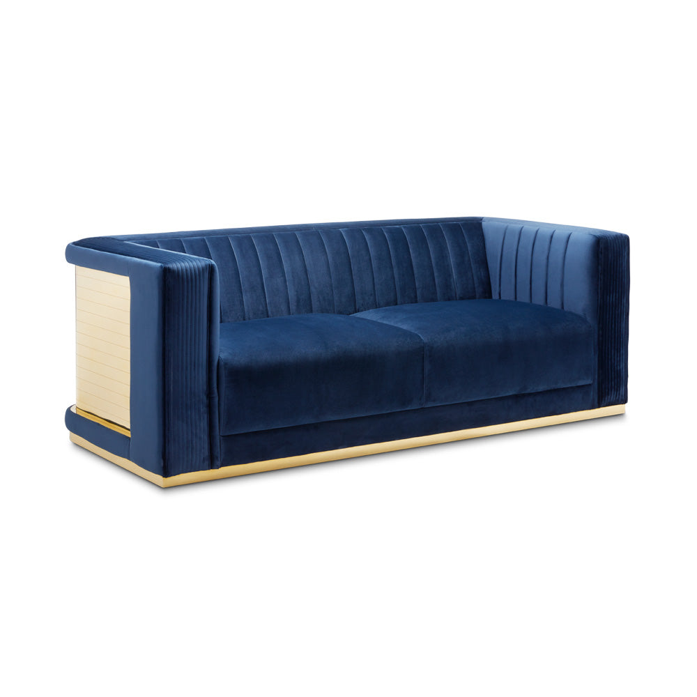 VIENNA 3 seater sofa GY-SF-8507G Blue velvet polished gold