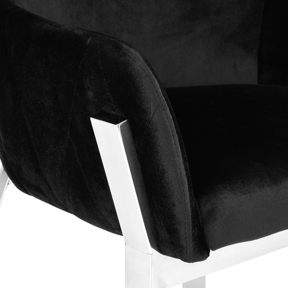 VIVIANNA DINING CHAIR GY-DC-X063 NP Grey Velvet Polished Steel legs