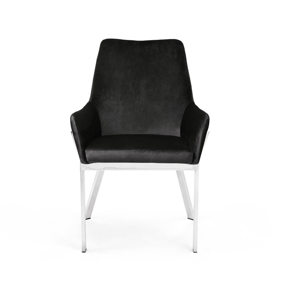 VIVIANNA DINING CHAIR GY-DC-X063 Black Velvet Polished Steel legs