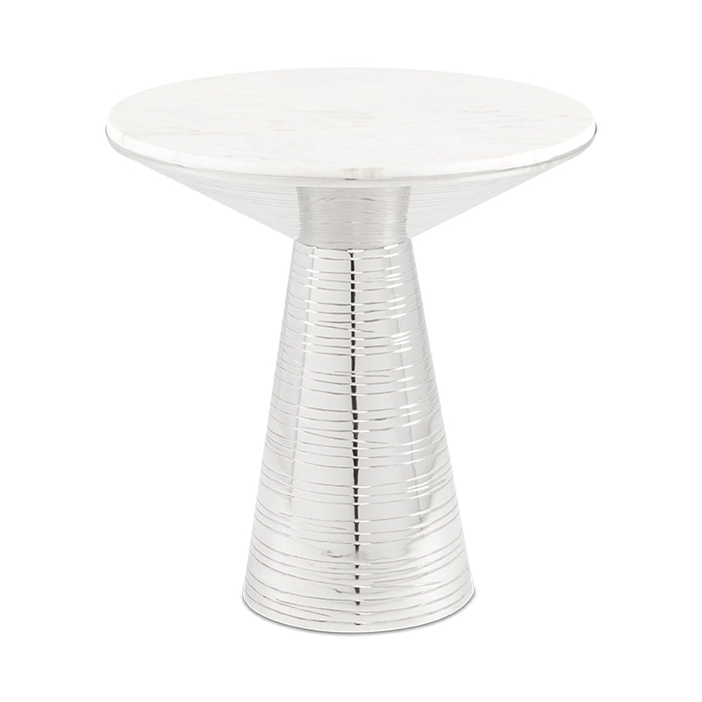 Valentine End Table XC-ET-VARI20NI white marble with Silver frame