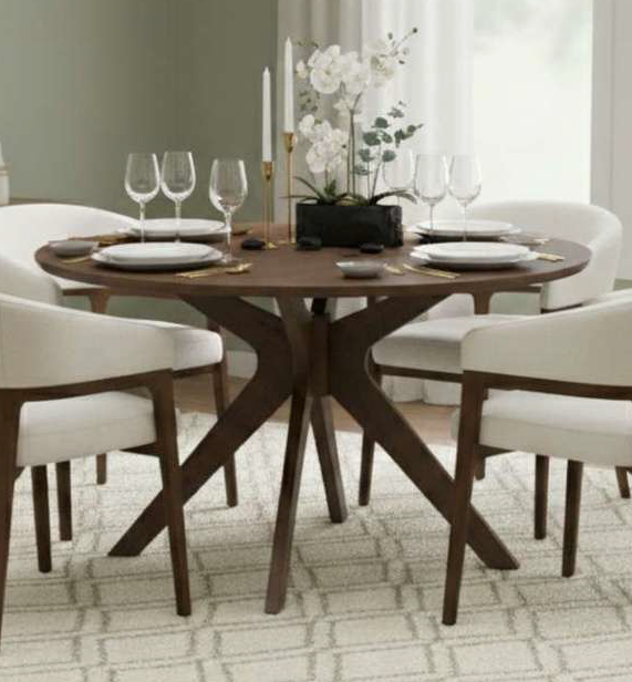 48" Corinne Round Wood Dining Table GY-DT-1834 Walnut color