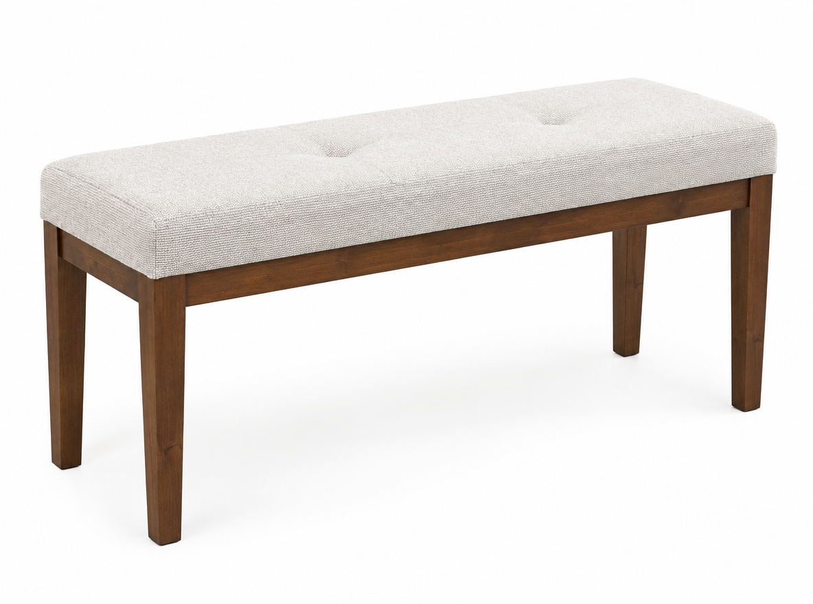 VENUS TUFTED WOOD BENCH Beige linen fabric