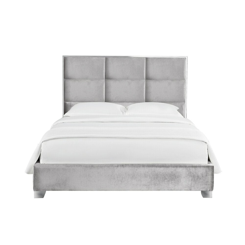 BLAIR QUEEN BED - Grey Velvet