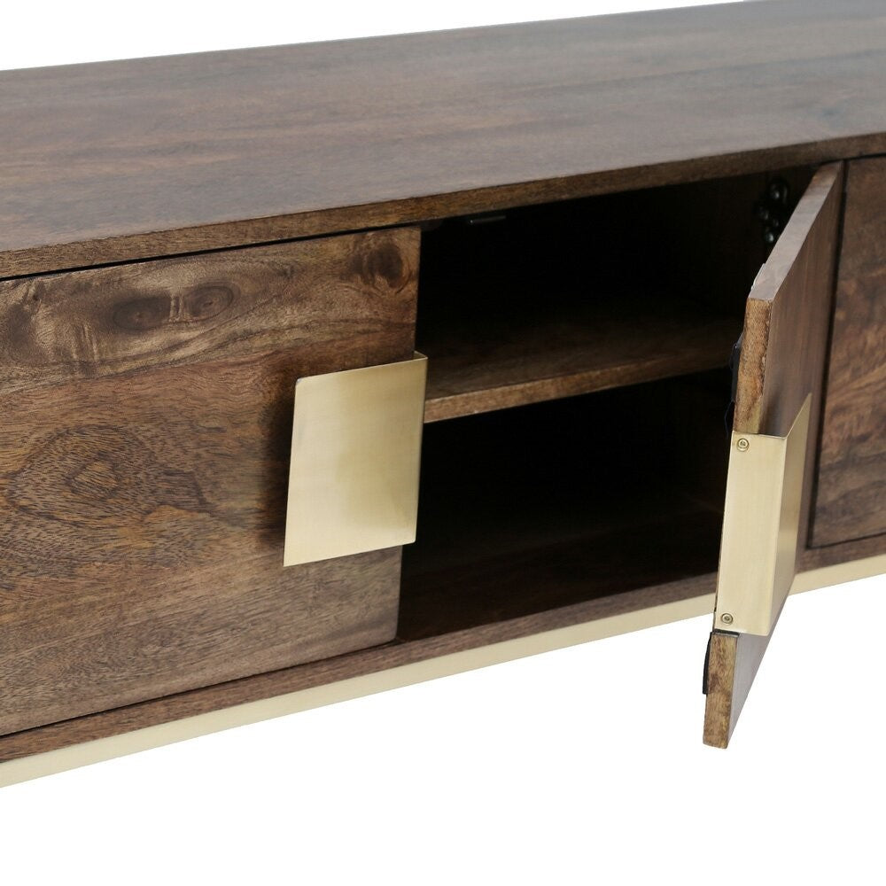 LUIGI MEDIA STAND XC-53730 Light Brown/Gold 147x43x50CM
