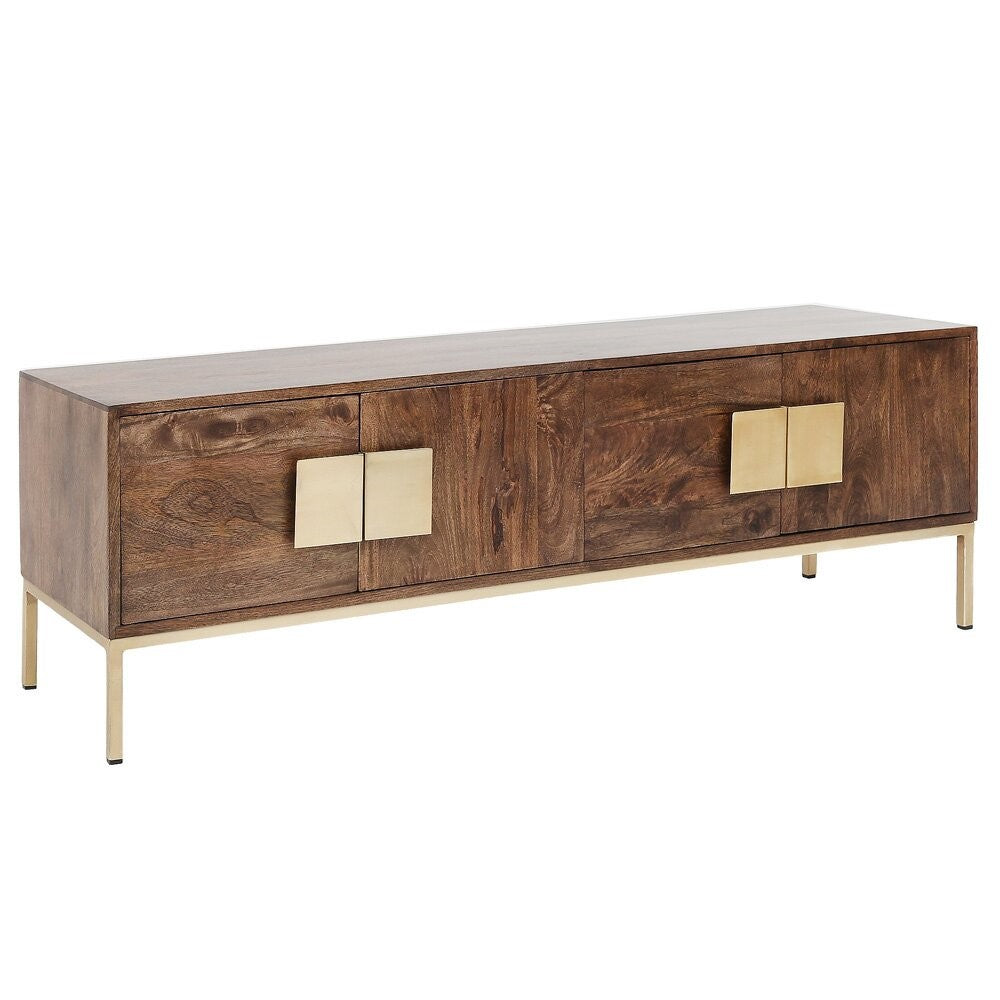 LUIGI MEDIA STAND XC-53730 Light Brown/Gold 147x43x50CM