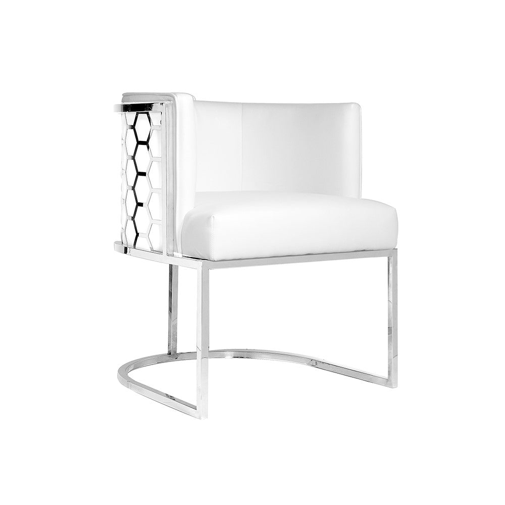 CHAMBERLAIN Chair GY-DC-8148 White ASPEN PU + Polished Steel frame