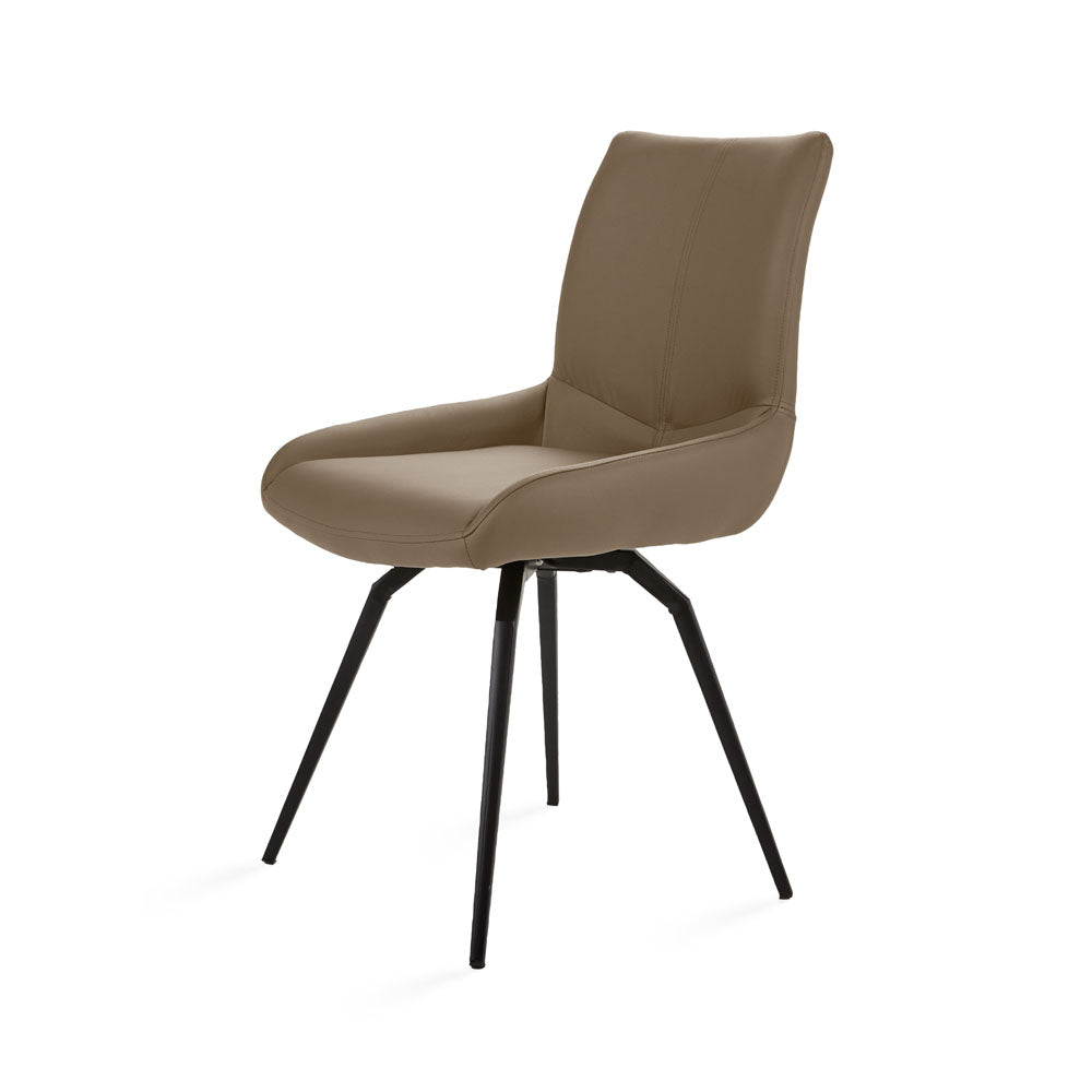 NONA Swivel Chair GY-2056 Taupe PU WL05448 Black Metal legs