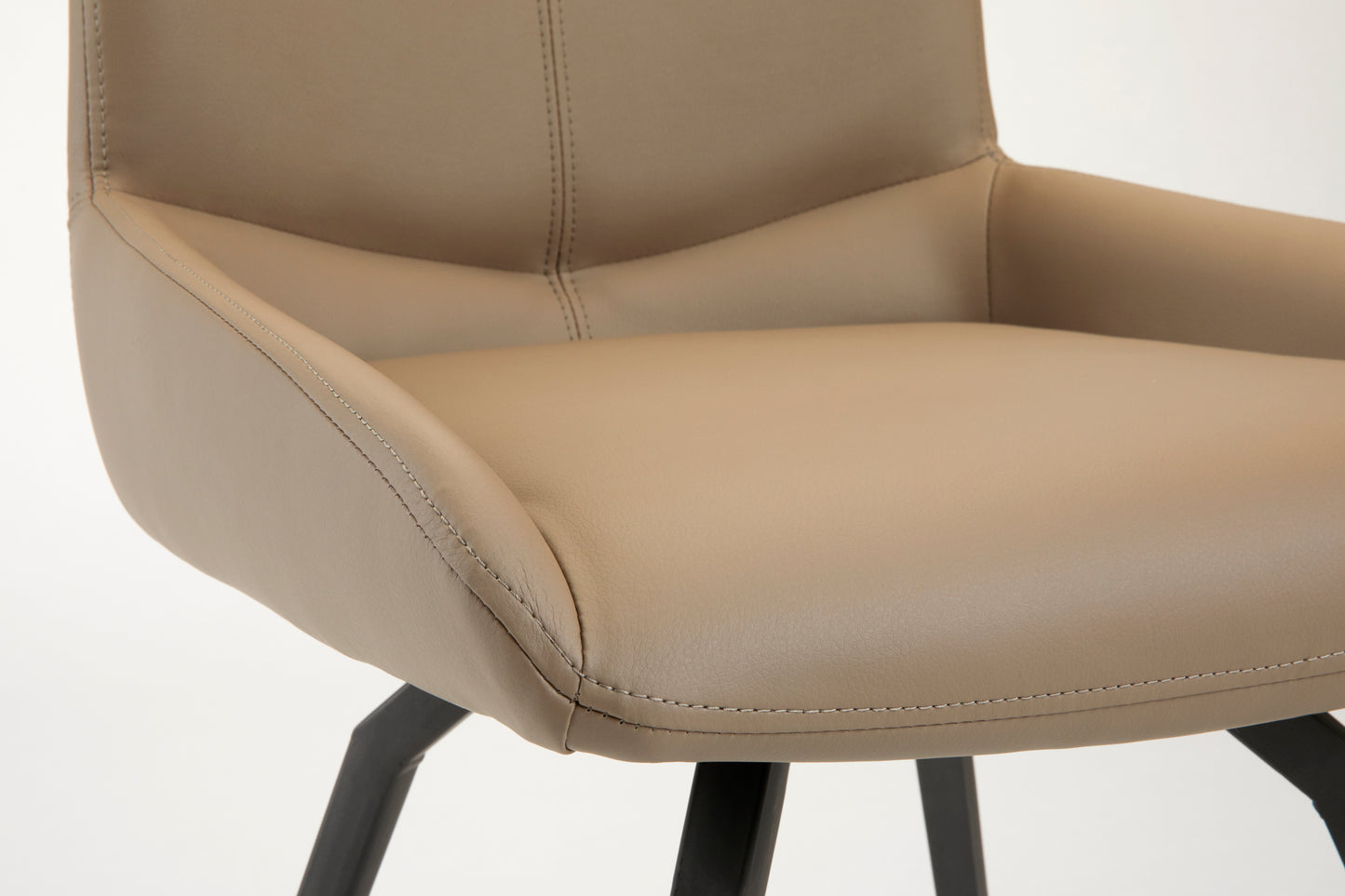 NONA Swivel Chair GY-2056 Taupe PU WL05448 Black Metal legs