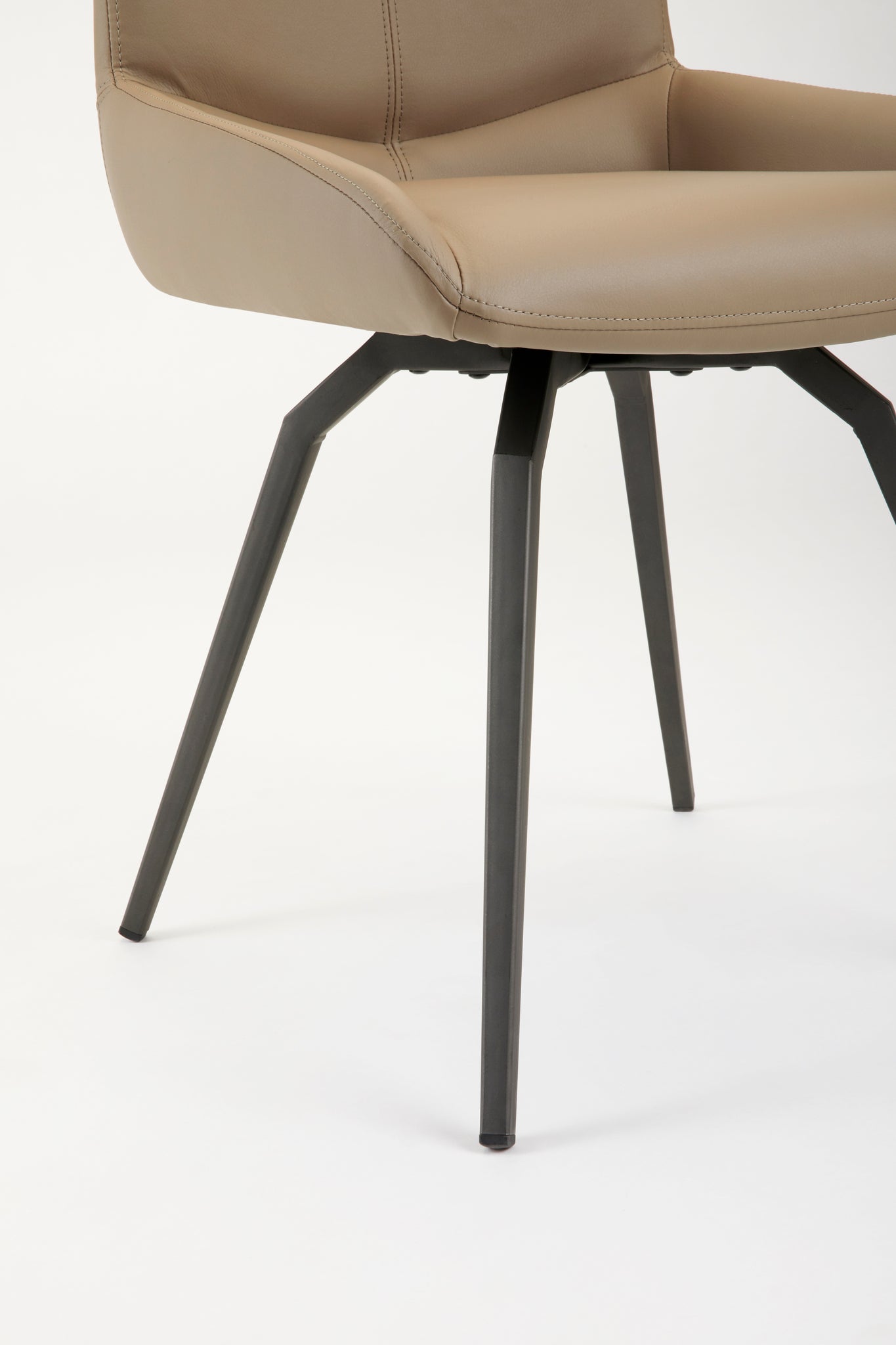 NONA Swivel Chair GY-2056 Taupe PU WL05448 Black Metal legs