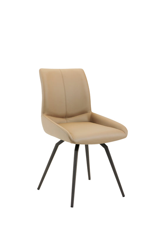 NONA Swivel Chair GY-2056 Taupe PU WL05448 Black Metal legs